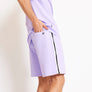 11 Degrees - Colour Block Taped Sweat Shorts - Purple/White